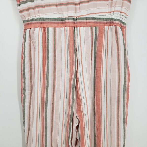 Roolee Brixton Striped Jumpsuit Pants L‎ Straight Leg Ankle Cotton Orange White - Picture 9 of 11